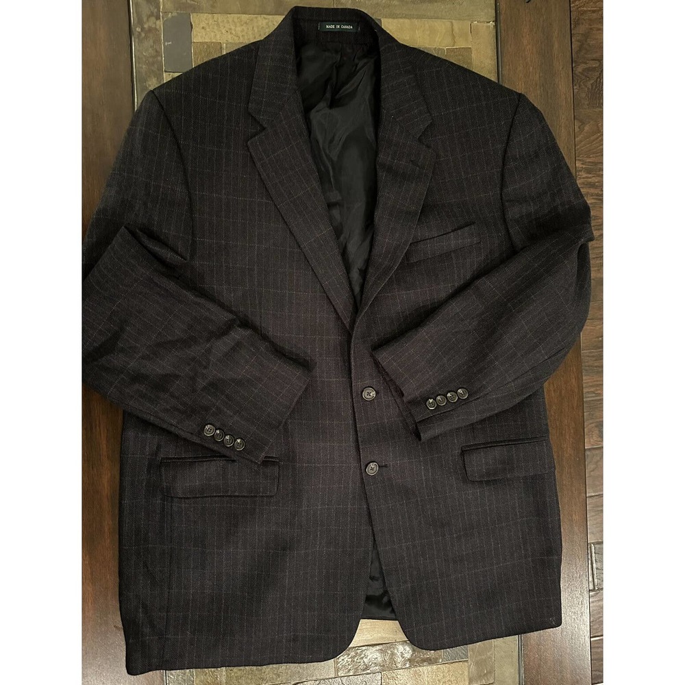 Lauren Ralph Lauren Black Navy Plaid Wool‎ Blazer Jacket 48 L